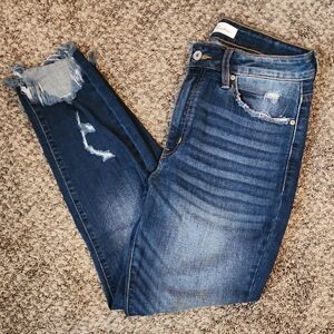 KanCan Blue Skinny Jeans with Distressed Details